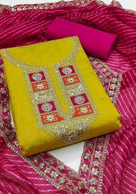 Mustard Embellished Chanderi Kurta Set