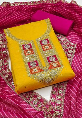 Multi Embellished Chanderi Kurta Set