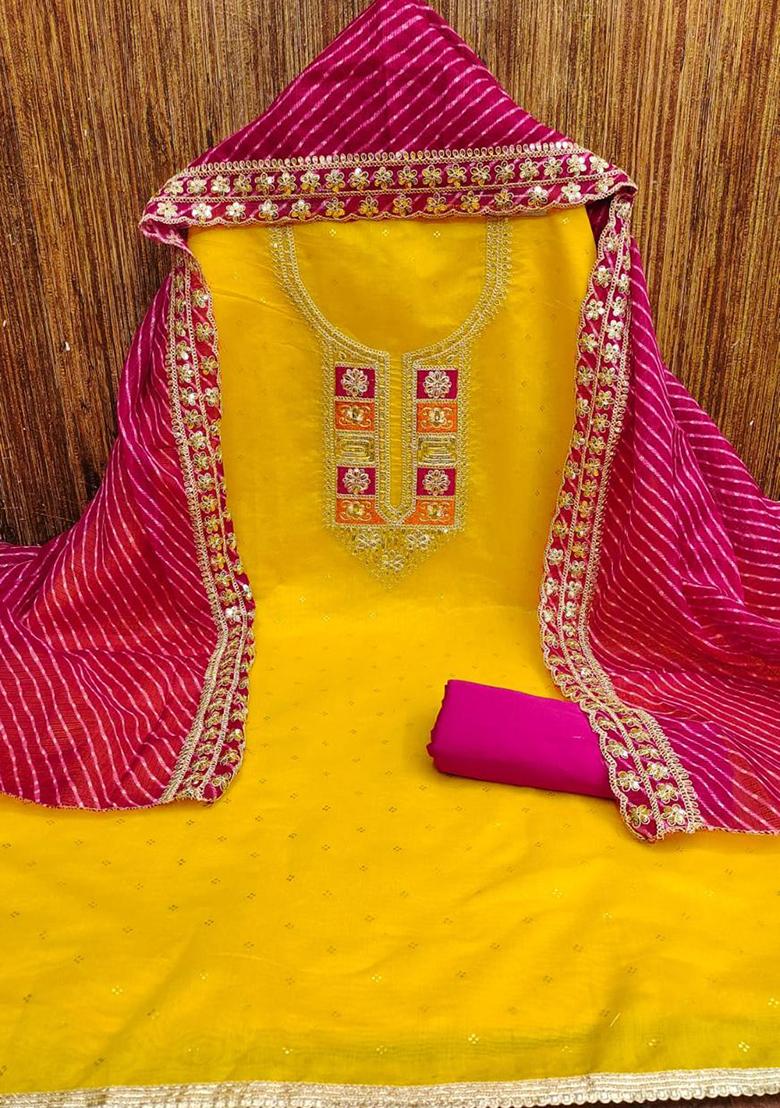 Multi Embellished Chanderi Kurta Set