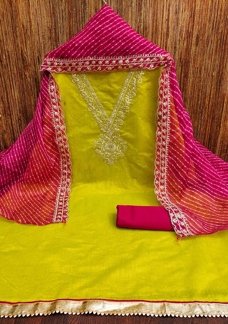Green Embellished Chanderi Kurta Set