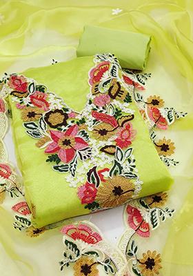 Sea Green Embellished Organza Kurta Set