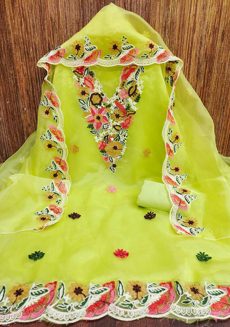 Sea Green Embellished Organza Kurta Set