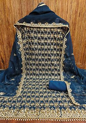 Aqua Embellished Chanderi Kurta Set