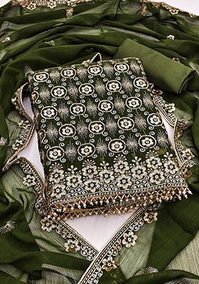 Green Embellished Chanderi Kurta Set