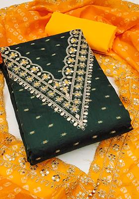 Green Embellished Chanderi Kurta Set