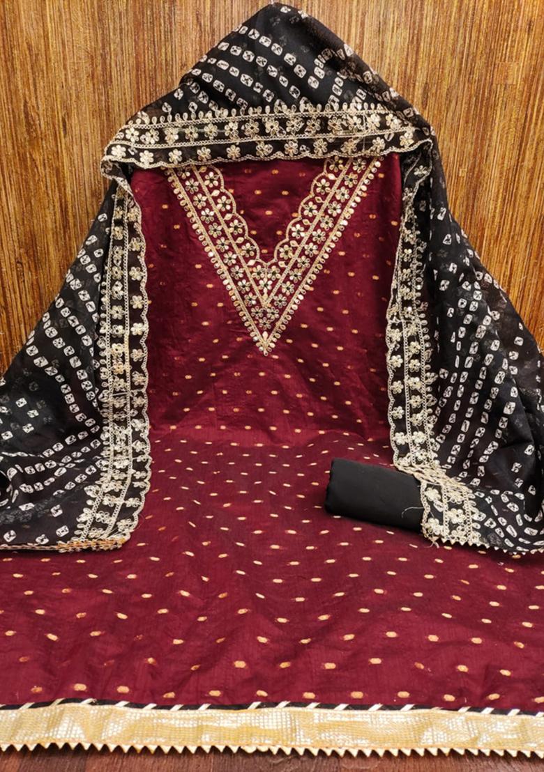 Maroon Embellished Chanderi Kurta Set
