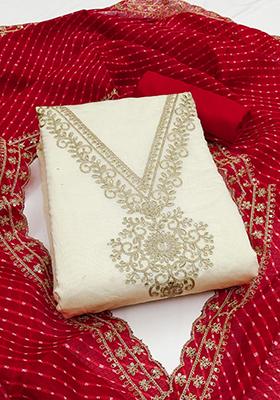 White Embellished Chanderi Kurta Set