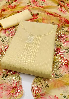 Yellow Embellished Poly Georgette Kurta Set