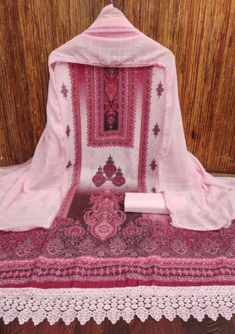 Pink Embellished Cotton Kurta Set