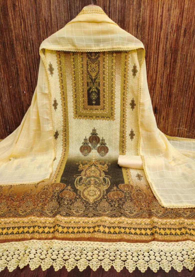 Yellow Embellished Cotton Kurta Set