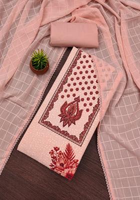 Orange Embellished Cotton Kurta Set