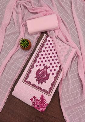 Pink Embellished Cotton Kurta Set