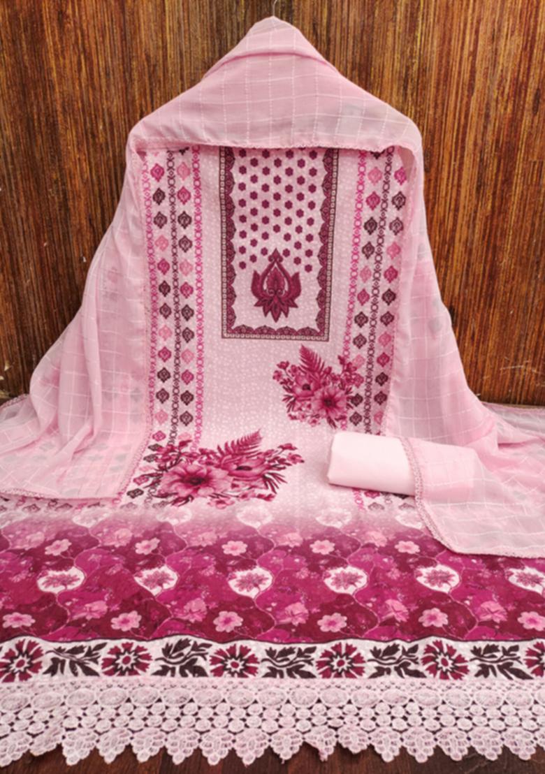 Pink Embellished Cotton Kurta Set