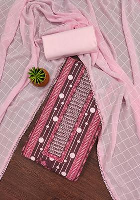 Pink Embellished Cotton Kurta Set