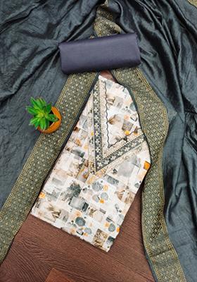 Black Embellished Cotton Kurta Set