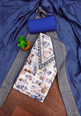 Blue Embellished Cotton Kurta Set