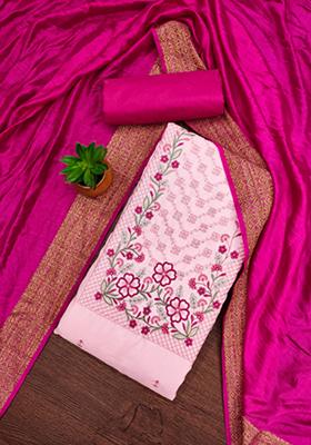 Pink Embellished Cotton Kurta Set