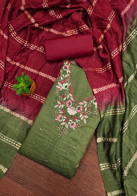 Green Embellished Cotton Kurta Set