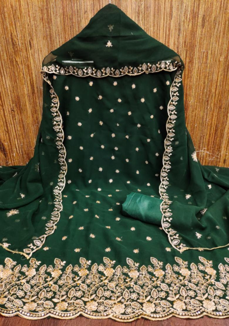 Green Embellished Poly Georgette Kurta Set