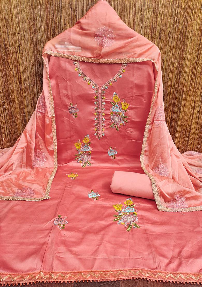 Pink Embellished Cotton Kurta Set