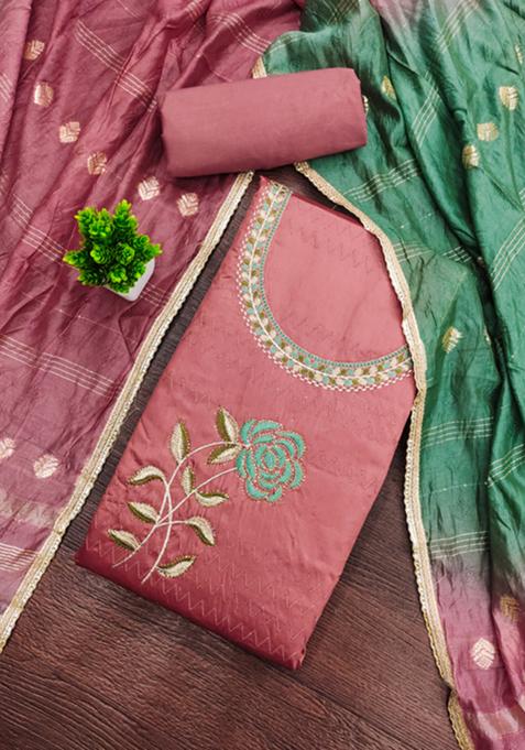 Peach Embellished Cotton Kurta Set
