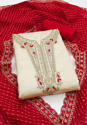 White Embellished Chanderi Kurta Set