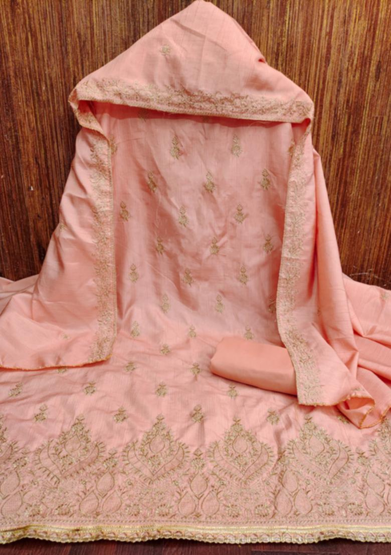 Orange Embellished Cotton Kurta Set