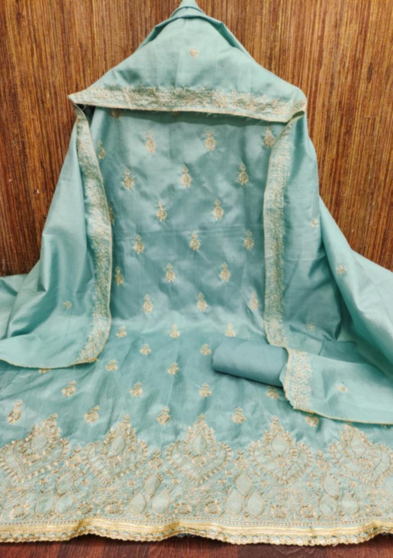 Teal Embellished Cotton Kurta Set