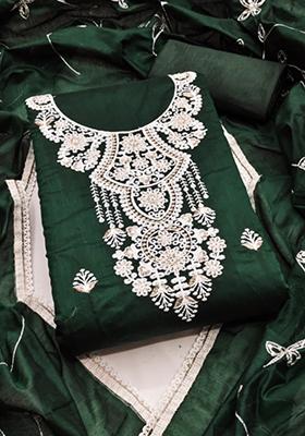 Green Embellished Cotton Kurta Set