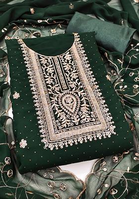 Green Embellished Poly Georgette Kurta Set