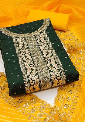 Green Embellished Chanderi Kurta Set