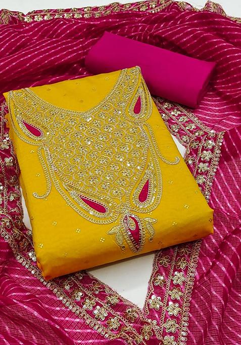 Pink Embellished Chanderi Kurta Set
