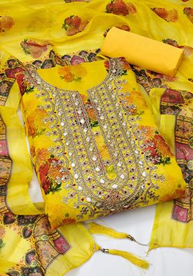 Gold Embellished Chanderi Kurta Set
