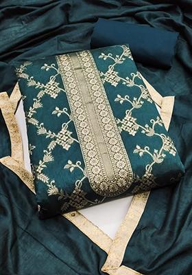 Aqua Embellished Chanderi Kurta Set