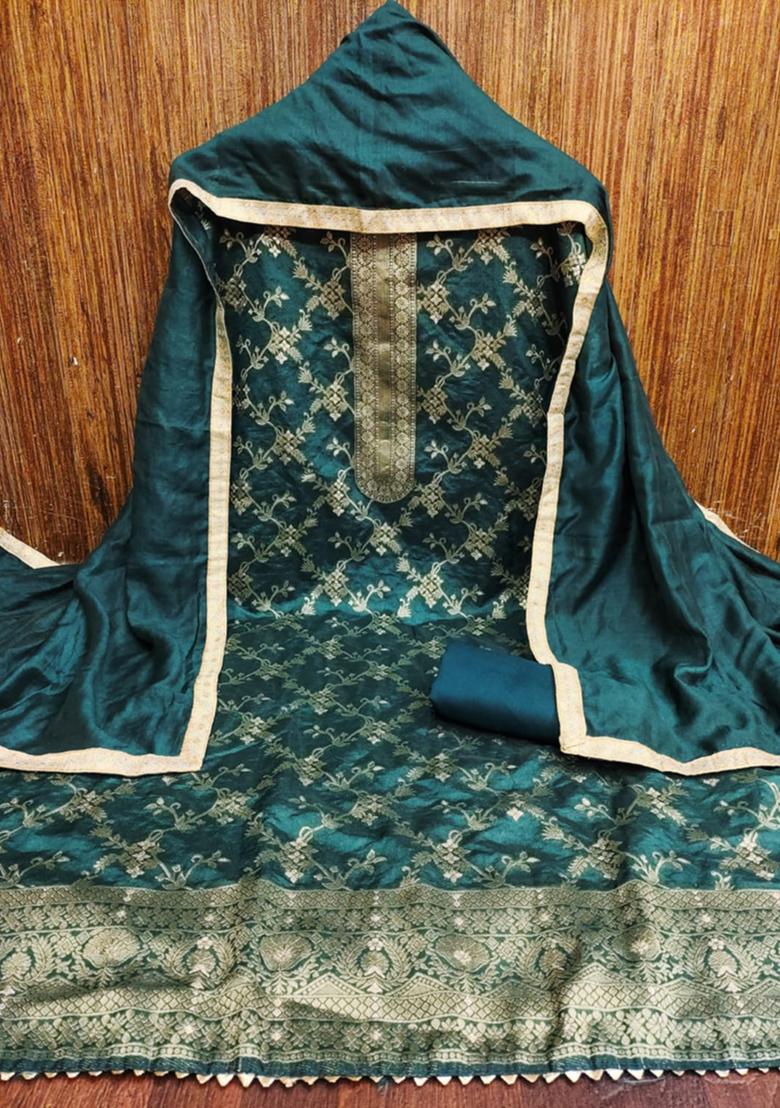 Aqua Embellished Chanderi Kurta Set