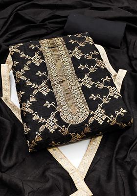 Black Embellished Chanderi Kurta Set