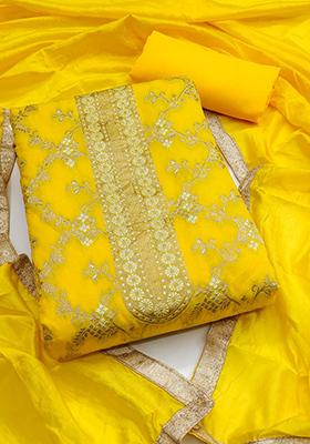 Gold Embellished Chanderi Kurta Set