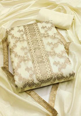 White Embellished Chanderi Kurta Set