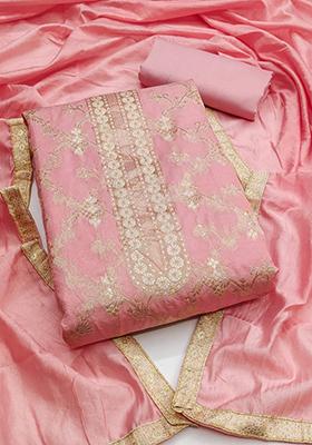 Pink Embellished Chanderi Kurta Set