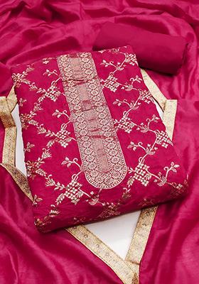 Pink Embellished Chanderi Kurta Set