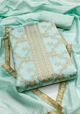 Teal Embellished Chanderi Kurta Set