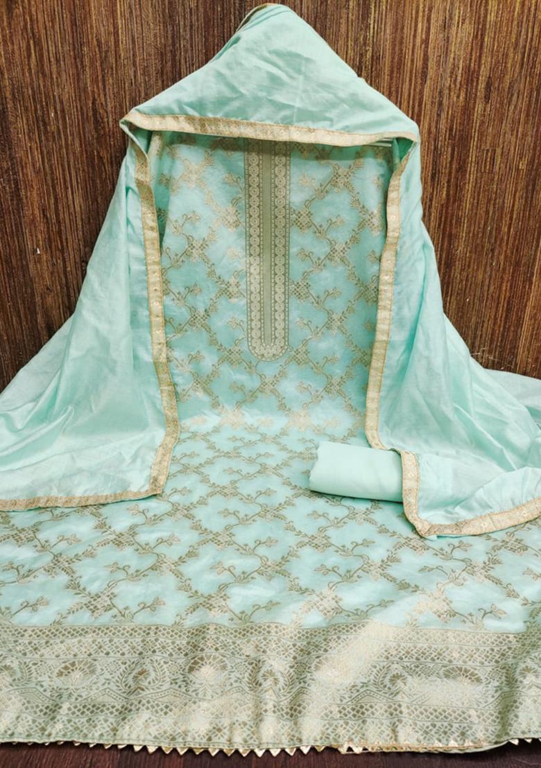 Teal Embellished Chanderi Kurta Set