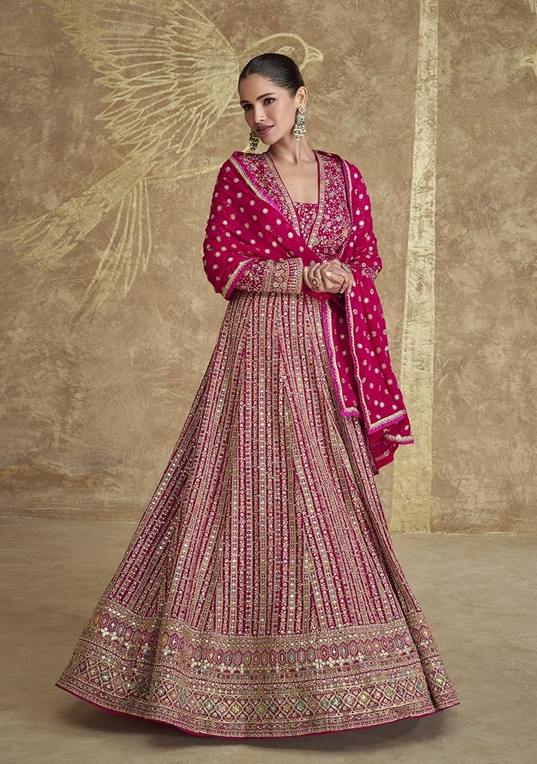 Rani Pink Embroidered Georgette Sharara Set