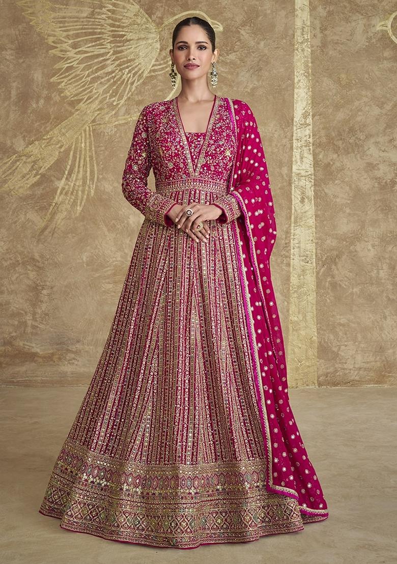 Rani Pink Embroidered Georgette Sharara Set