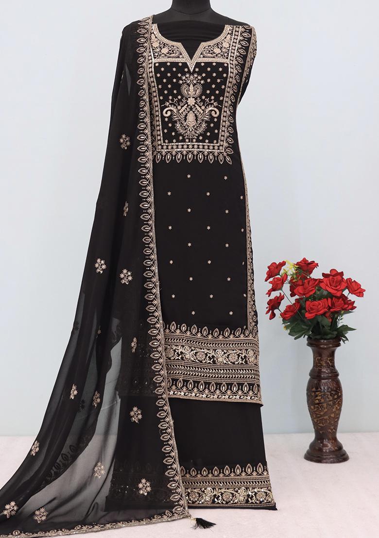 Purple Sequin Embroidered Georgette Kurta Set