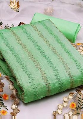 Green Floral Embroidered Silk Kurta Set