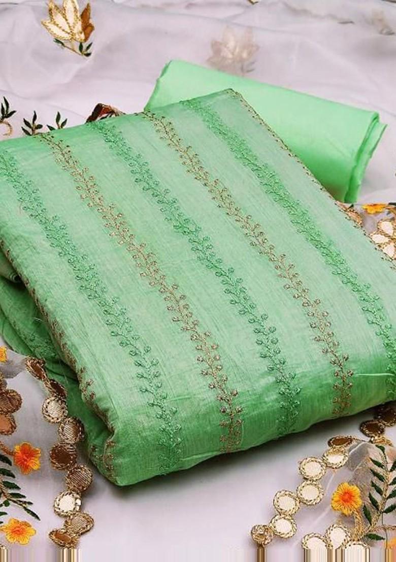 Green Floral Embroidered Silk Kurta Set