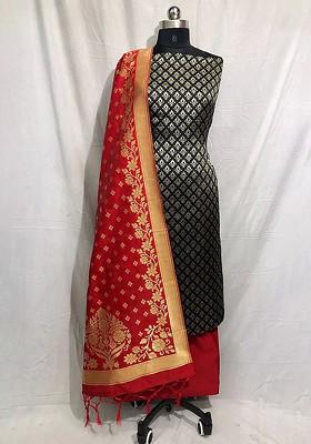 Black Ethnic Motifs Embroidery Silk Kurta Set