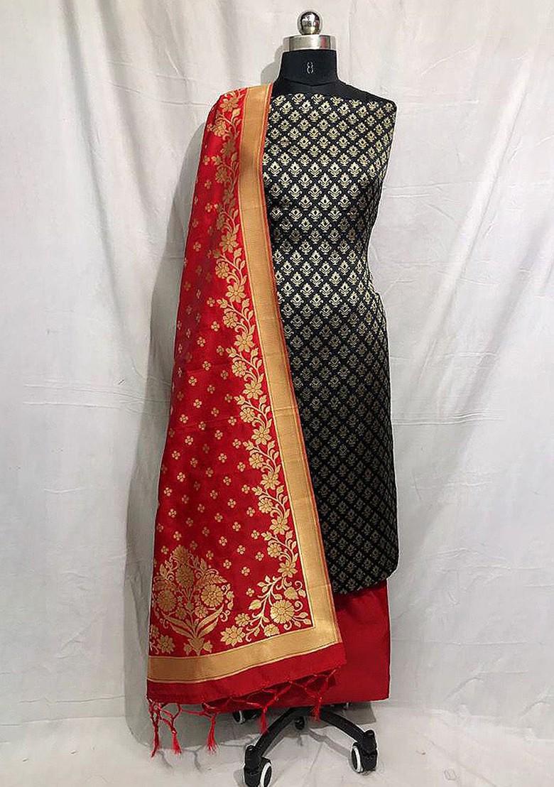 Black Ethnic Motifs Embroidery Silk Kurta Set