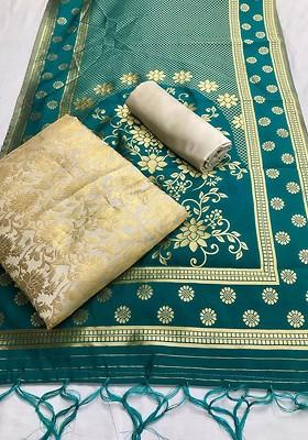 Cream Printed Silk Kurta Set